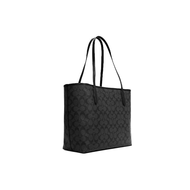 Coach City 33 Classic Monogram Chiusura a Bottone Borsa Tote Grande Capacità Donna tote Nero 5696-SVTSQ