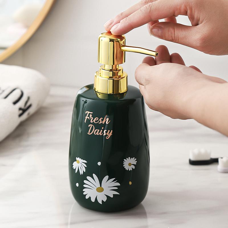 Soap Dispenser Ceramic Hand Sanitizer Press Bottle Shower Gel Sub Bottle Luxury Shampoo Lotion Bathroom Accessories 450ml