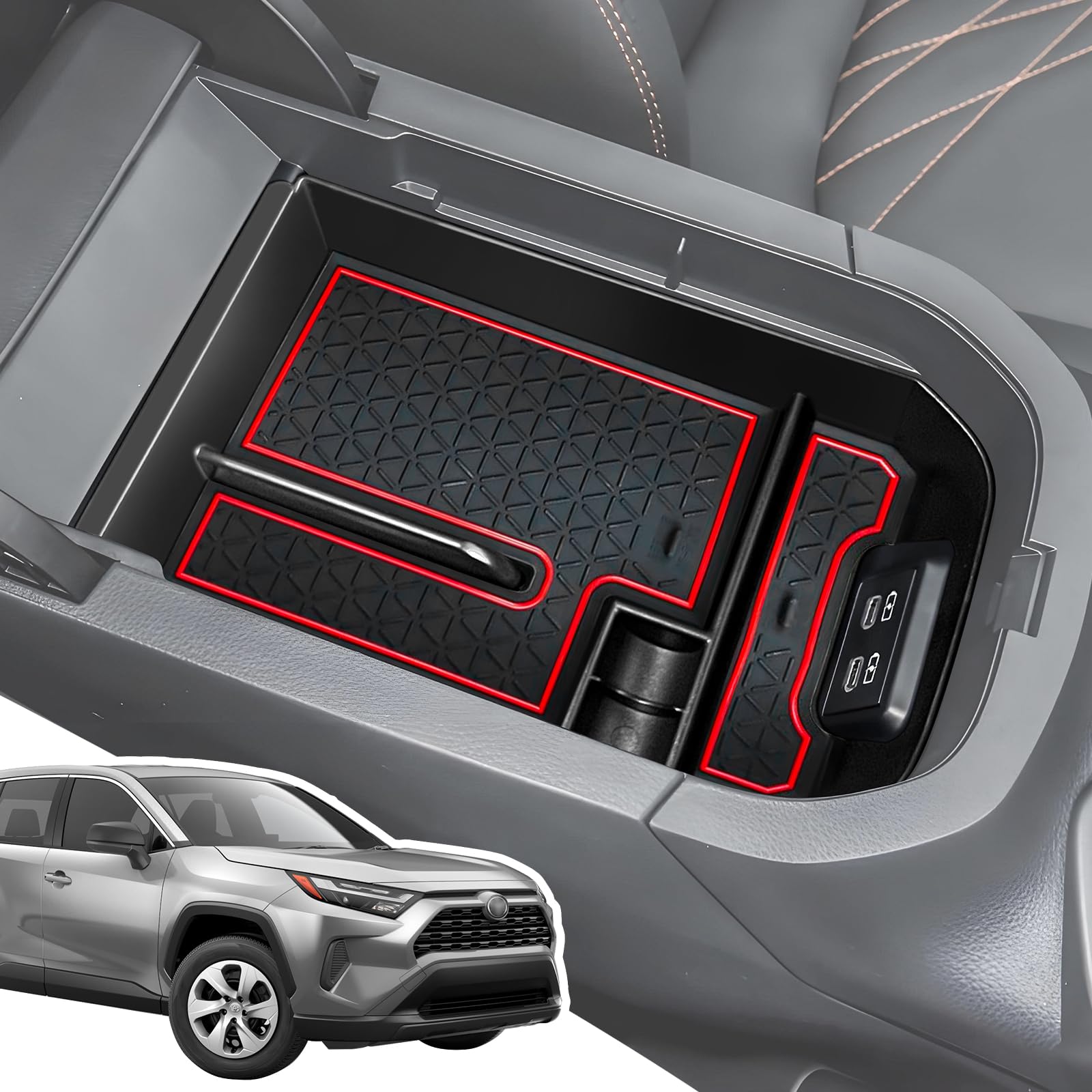

LANGBEAN Console Tray for Toyota RAV4 50 Series RAV4 PHV Console Box Storage Box Interior Parts Custom Parts RAV4 Accessories Small Item Storage No