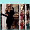 Neck Women V Long Sleeve Bodycon Sexy Dress Ladies Casual Evening Party Clubwear