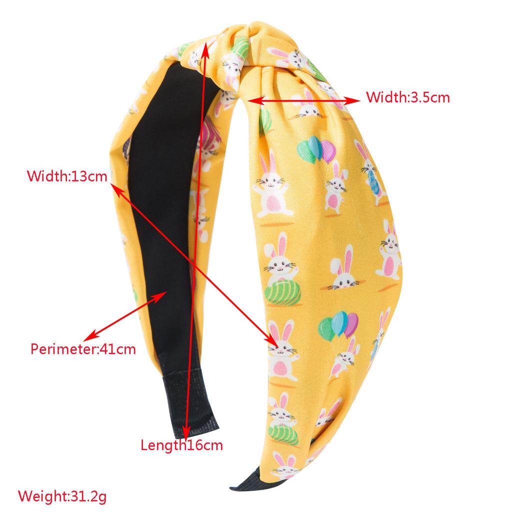 New Easter Knotted Sweet Candy-colored Rabbit Print Headband Cute Holiday Hair Accessories