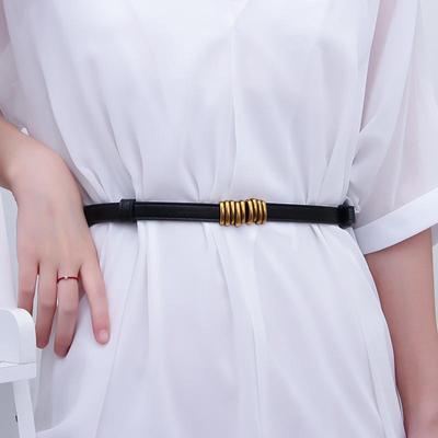Ceintures rétro fines et ajustables en cuir synthétique pour femmes, avec boucle dorée, style sauvage, fines, pour robe, jeans, pantalons, bretelles décoratives