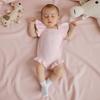 Baby Girls Ruffle Knit Romper Fashionable Bow Embroidery Flying Sleeve Jumpsuits