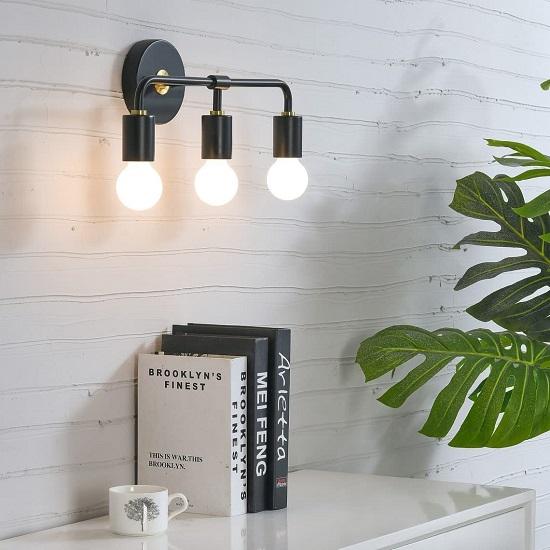 Nautical Antique Three Light Wall Sconce| Black Brass Wall Hanging Light | Mid Century Modern Lighting