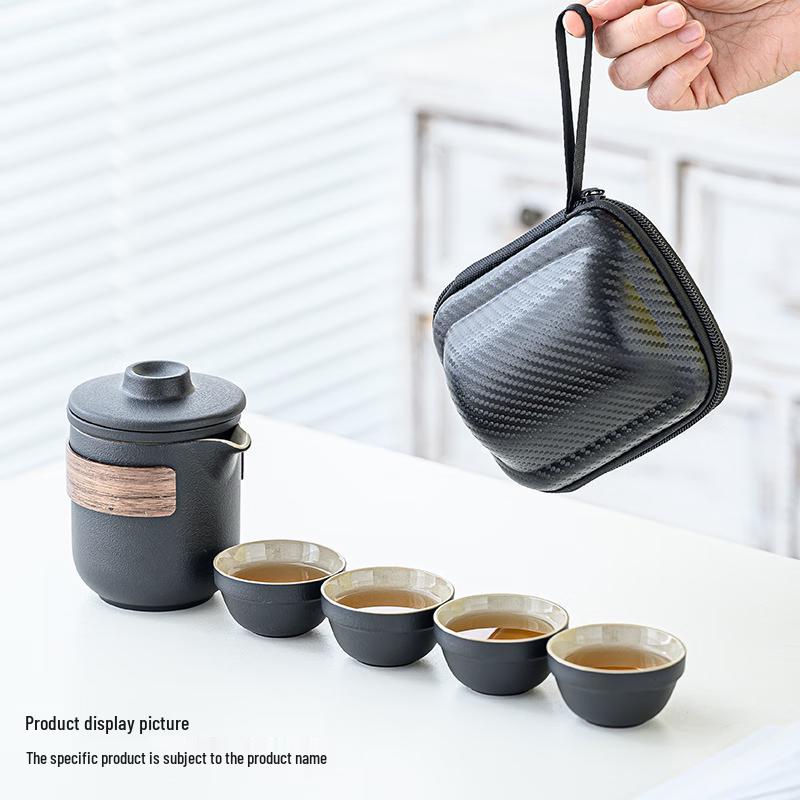 Nordic Black Pottery Portable Tea Set