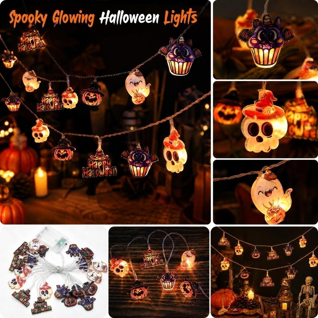 Halloween Battery Operated String Lights with Pumpkin Decorations for Indoor Outdoor Party Decor
