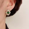 Emerald Zircon Rhombus Stud Earrings: Retro, High-End, Versatile S925 Silver Needle for a Fashionable, Super Flash Look