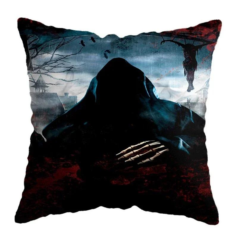 Home Decor Halloween-Themed Cushion Covers With Spooky Scenes Pattern Cushion Cover Suitable For Sofa Bedroom Car Pillow Cover