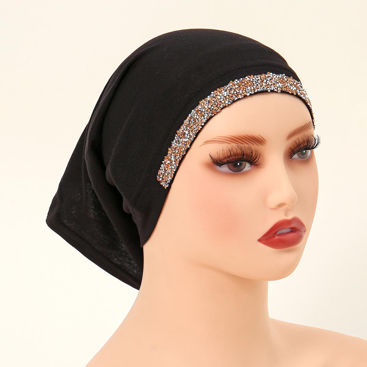 

Новая модальная повязка со стразами Мусульманская шапка-тюрбан Внутренние шапочки-хиджабы Исламский подшарф Боне Индийские шляпы Женская повязка на голову Тюрбан Женский