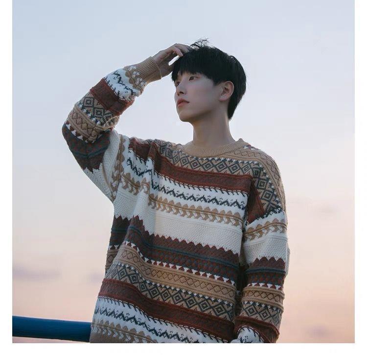 Men's Vintage Fair Isle Christmas Sweater - Thick, Cozy Japanese Retro Style