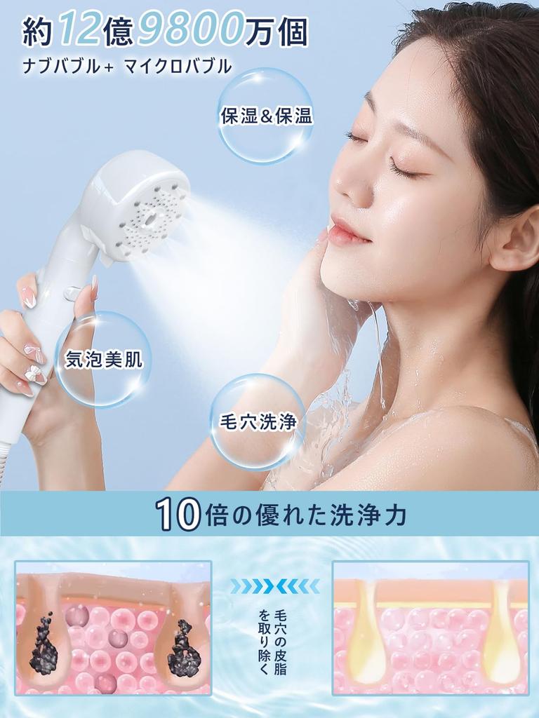 JUUE Micro Nano Bubble Shower Head Bubbles for Fine 5 Adjustable Water Volume and Handheld Water High Cleaning Water Savings of up to or Strongest