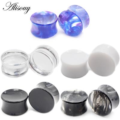Alisouy 2 Pezzi Concavo Acrilico Trasparente Smog Doppio Svasato Tunnel Auricolari Plug Espansore Dilatatore Calibri Piercing Gioielli per il Corpo