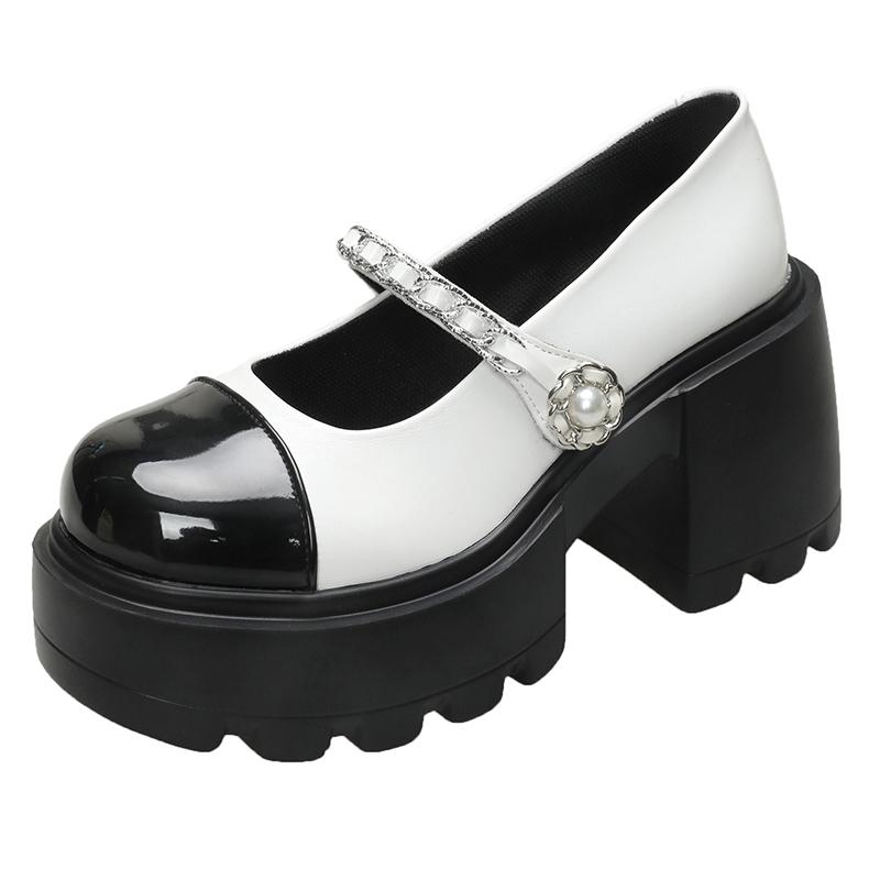 Fashion Women's Platform High Heels 2025 New French Mary Jane Shoes for Women Fashion Round Toe Chunky Heel Party Wedding Dress Shoes
