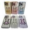 Quicksand glitter electroplating violent bear for iPhone16 mobile phone case 15 rhinestone gradual change 13 Apple 13 transparent case