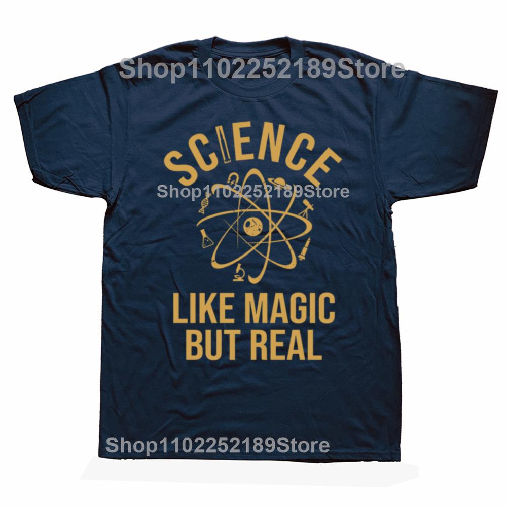 Mens Science Like Magic But Real Tshirt Funny Nerdy Teacher Hipster Hip Hop Casual Loose Man Tshirt Comfort Breathe Y2k Soft Tee
