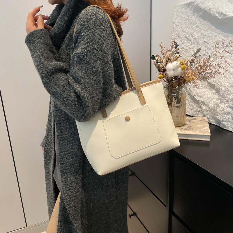 Large-capacity Bag Women's 2025 New Fashion and Simple Shoulder Messenger Bag Texture College Student Commuting Tote Bag