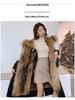 Women's Mid-Length Cotton Coat with Removable Faux Raccoon Fur Liner - Thickened, Plus Size