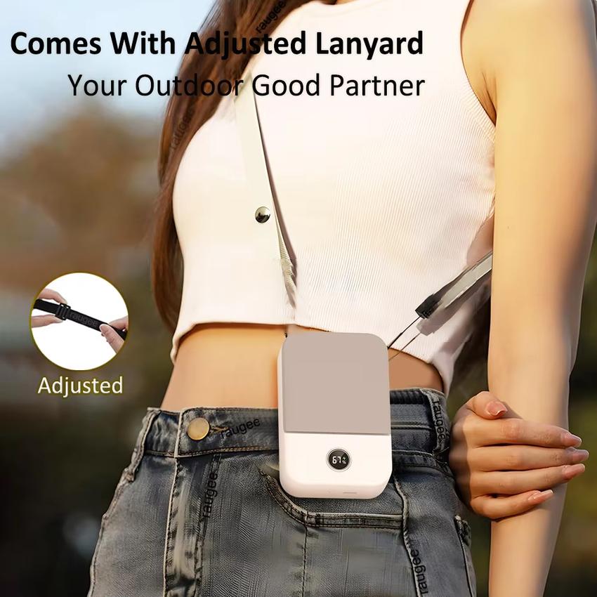 Portable Waist Fan 2000mAh Outdoor Mini Hanging Neck Fan with 3 Gear Strong Wind Rechargeable Portable Waist Clip Fan Air Cooler