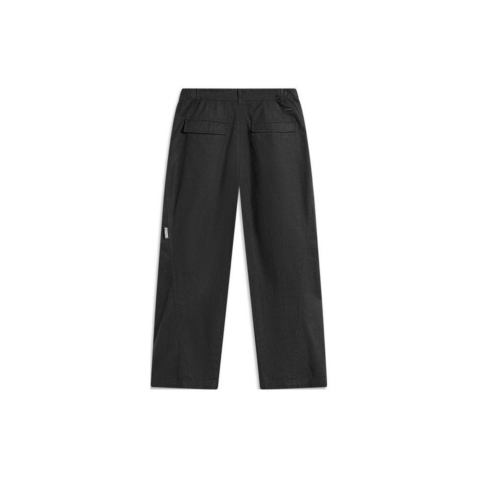 Li Ning CF Casual Solid Color Straight Leg Knit Sports Pants Men Bottoms Black AKXU503-2