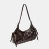 Women's Punk Motorcycle Distressed Leather Crossbody Bag with Multi-Buckle Straps and Rivet Design