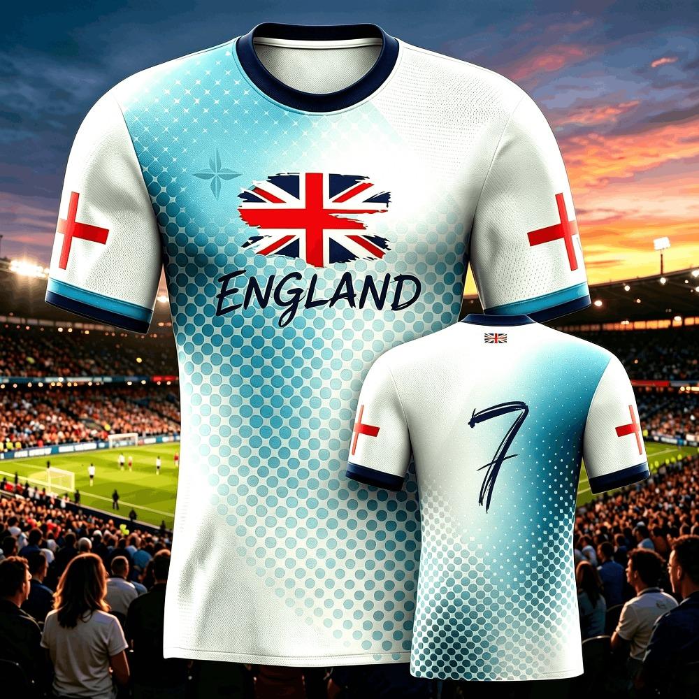 Maillot de Football Homme Angleterre Été 2026 Respirant Entraînement d'Équipe Mode Imprimé Décontracté Femme Manches Courtes T-shirt de Sport Homme