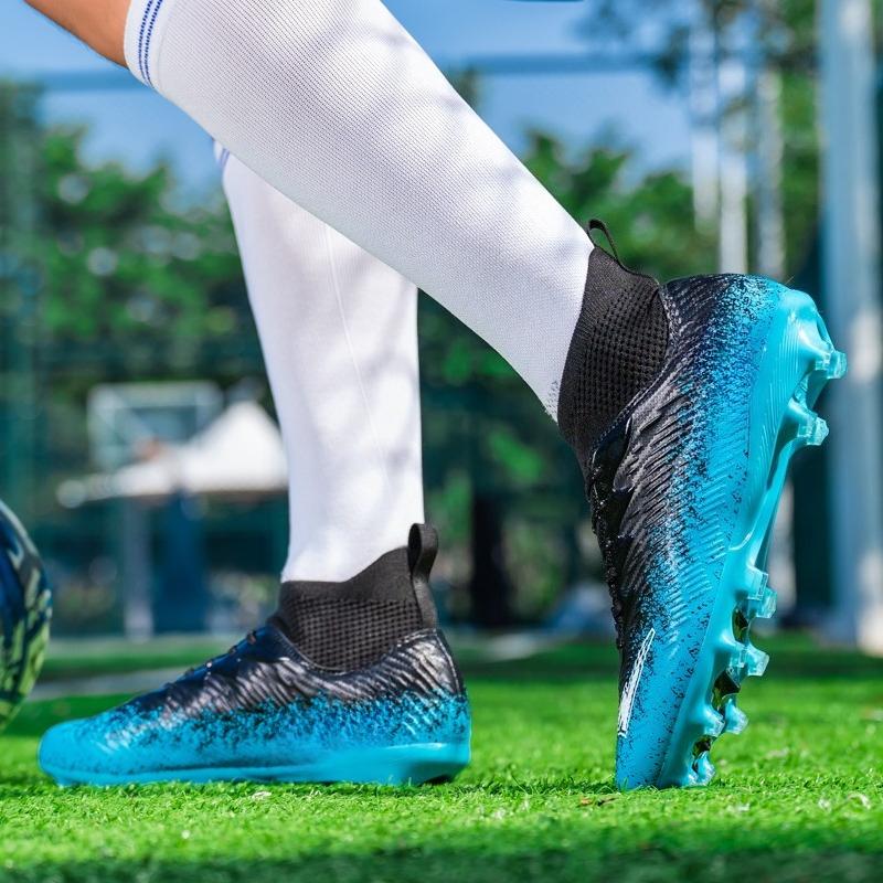 34-46 Men's High-top Large-size Football Shoes Long Nail Anti-slip Resistance TPR Artificial Captain Outdoor Youth Football Boots
