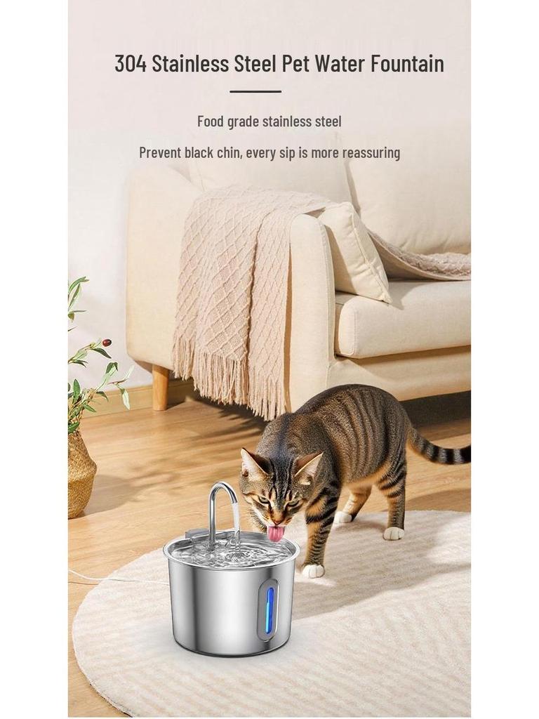 Inteligentna fontanna dla zwierząt 2.2L - Automatyczny podajnik ze stali nierdzewnej dla kotów i psów