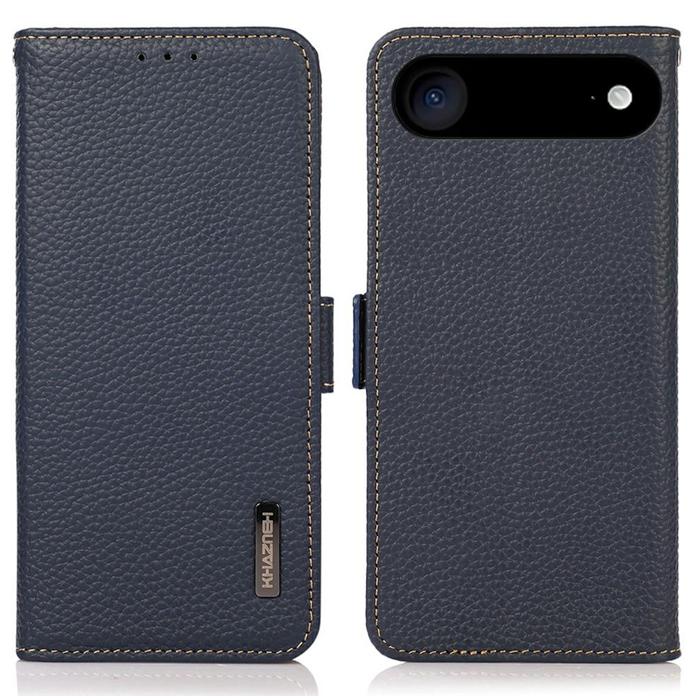 KHAZNEH for iPhone 17 Air Phone Case RFID Blocking Wallet Litchi Texture Genuine Cow Leather Cover