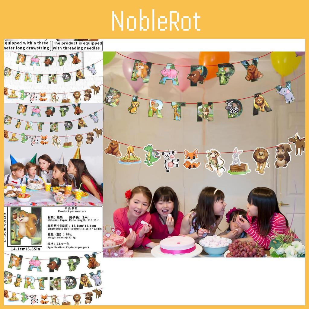 Jungle Animal Theme Birthday Banner For Kids Parties Colorful Festive Decorations