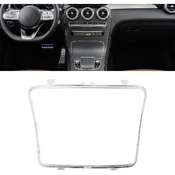 Acouto Console Cup Holder Panel with Electroplate Frame Decoration Cover Trim, for W205 C205 C Class 2015‑2021 for C253 X253 GLC 2016-2021