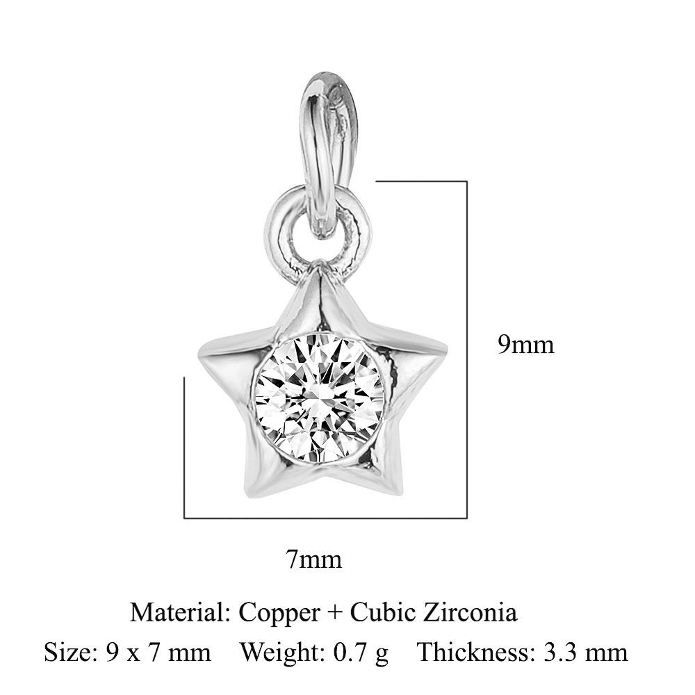3pcs/Lot Crescent Moon Copper Zircon DIY Jewelry Pendant Octagonal Star Heart Butterfly CZ Charms Necklace Making