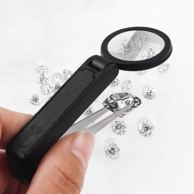 Magnifying Glass Magnifier Tweezers Mini Magnifying Lens for Jewelry Inspection