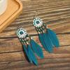 Trendy Ethnic Retro Multicolor Feather Beaded Circle Dangle Earrings