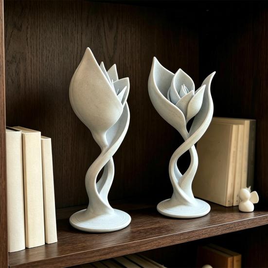 3D Printed Tulip Figurine Minimalist Abstract Flower Sculpture Aesthetic Tulip Floral Ornament for Home Office Shelf Decor