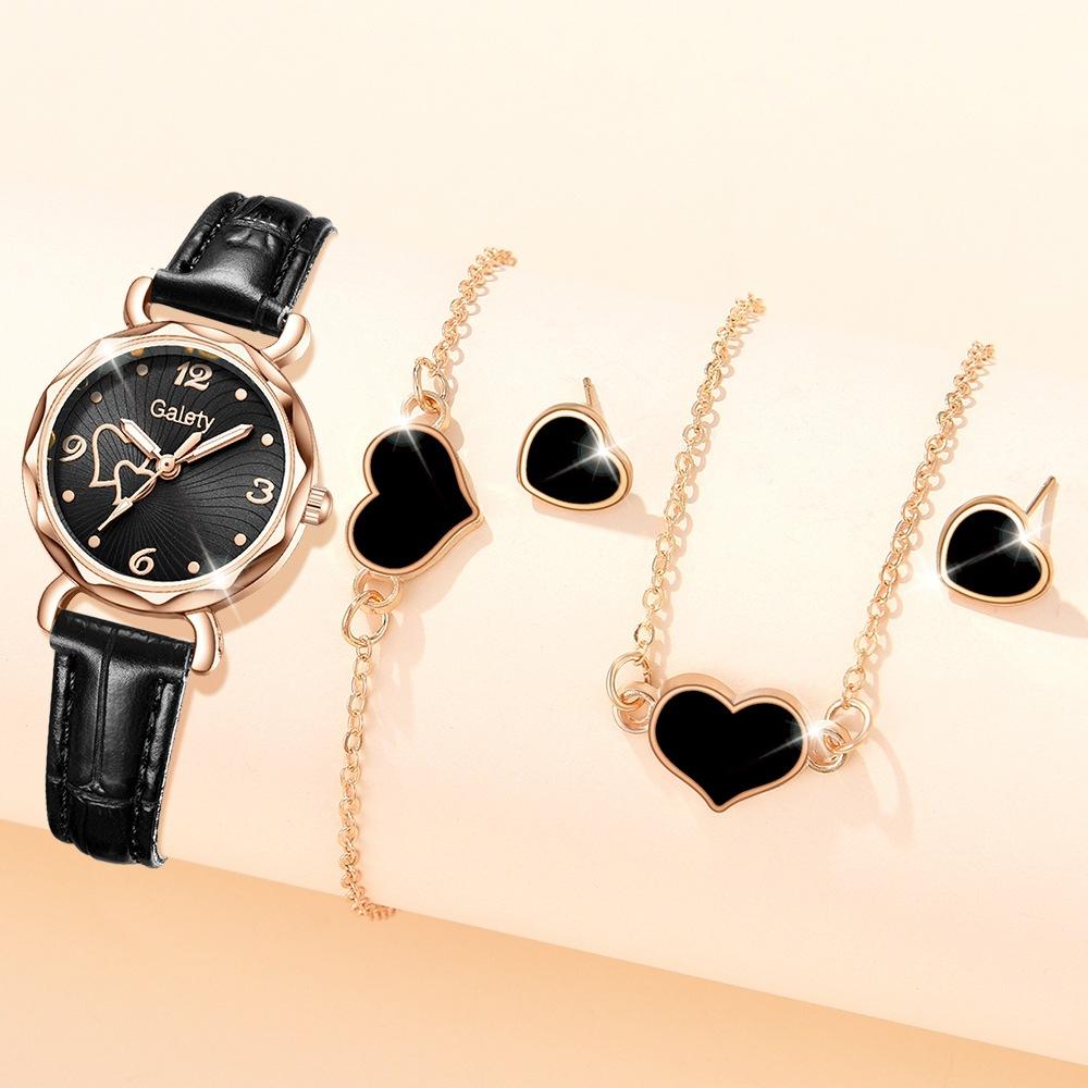 Digital Disc Love Women's Watch Niche Light Luxury Belt Quartz Watch High-end Watch Set Does Not Fade