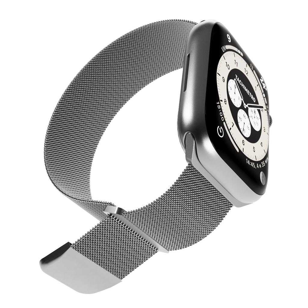 Pasek ze stali nierdzewnej do zegarka Apple Watch 42 44 45 49 mm Milanese - srebrny