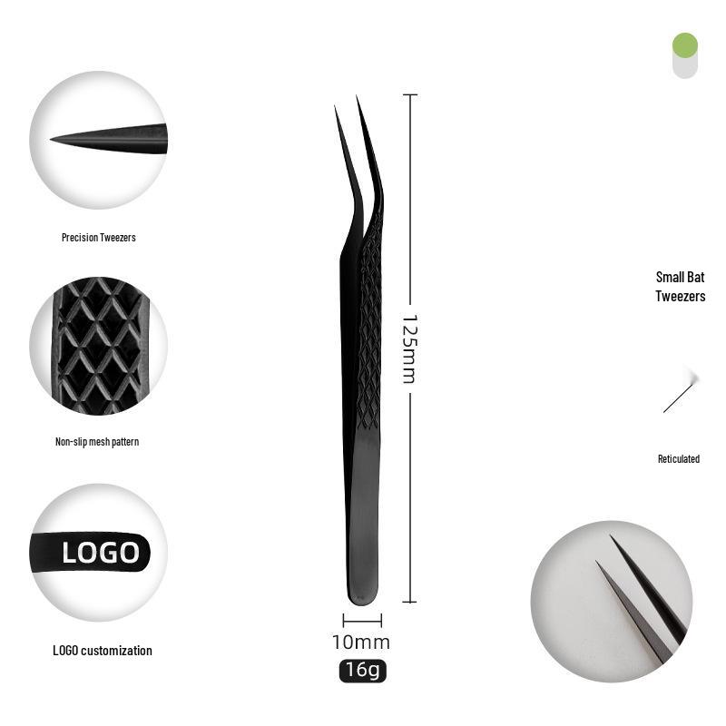 Golden Feather Stainless Steel Eyelash Tweezers for Grafting and Extensions