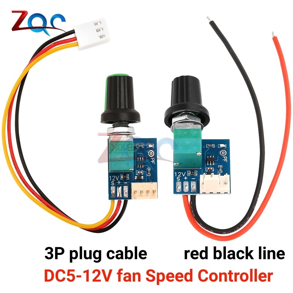 

DC 12V PWM Speed Controller Fan Speed governor 4 Wire Computer Temperature control Switch for PC CPU Cooler Fan Manual Stop red black line