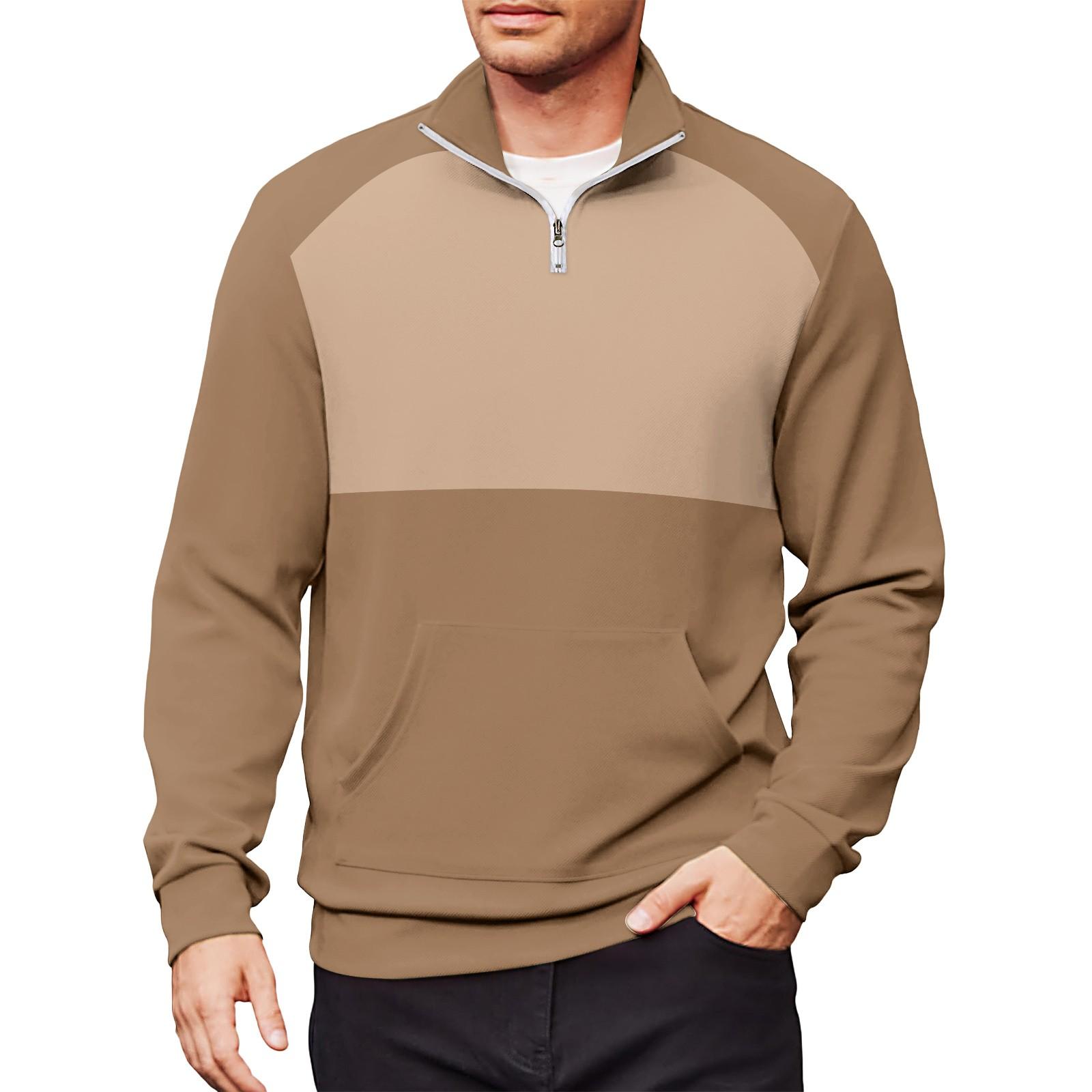 

Мужской повседневный свитшот с длинными рукавами, воротником на молнии до четверти. L