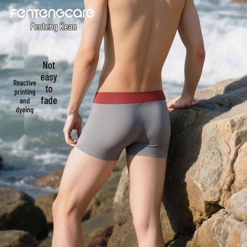 FENTENGCARE Men's Ice Silk Seamless Antibacterial Boxer Briefs
