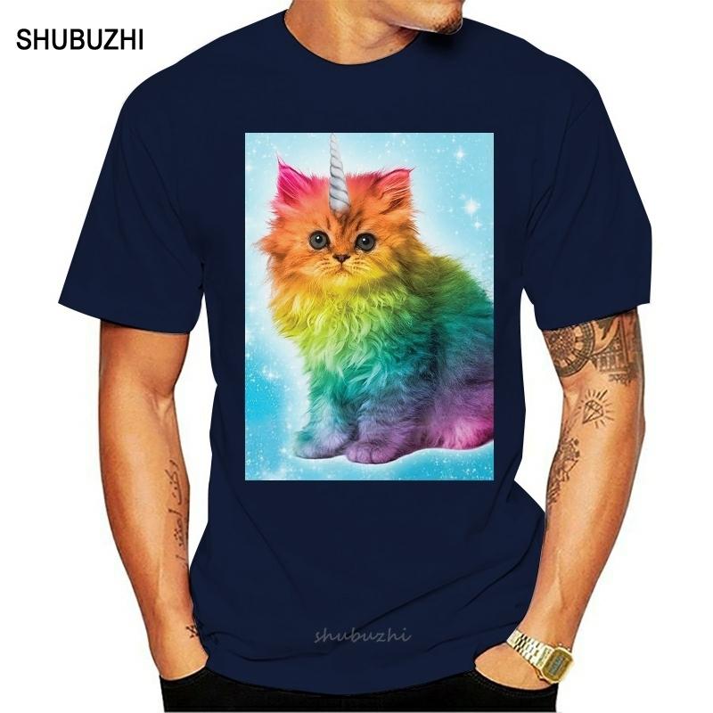 

T Shirt Homme Chaton Chat Licorne Mignon Adorable Arc En Ciel Mode Mimi Swag Print Short Sleeve Tshirt S