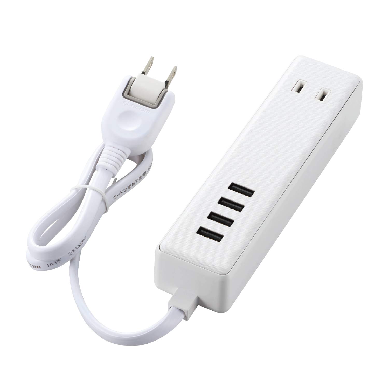 

ELECOM Power Strip, USB Outlet, 60cm, 4 USB Ports, 2 AC Outlets, 3.4A, White, MOT-U11-2406WH
