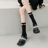 Simple Pearl Knee High Socks Cotton Calf Socks Sweet Knee High Stockings Lolitas Princess Socks for Womens Girls Gifts
