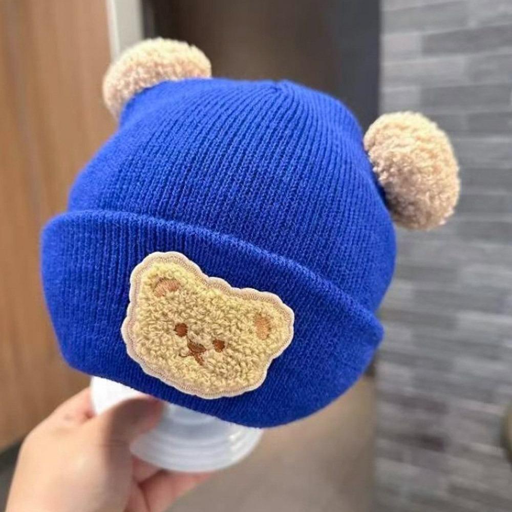 0-3 Lata Jednolity Kolor Dziecięca Czapka Dzianinowa z Pluszowym Pomponem Zimowa Wiatroodporna Czapka Chłopięca Dziewczęca