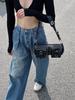 Vintage Black Women Cylinder Underarm Bags Double Pocket Design Ladies Shoulder Bag Fashi Female PU Leather Purse Handbags