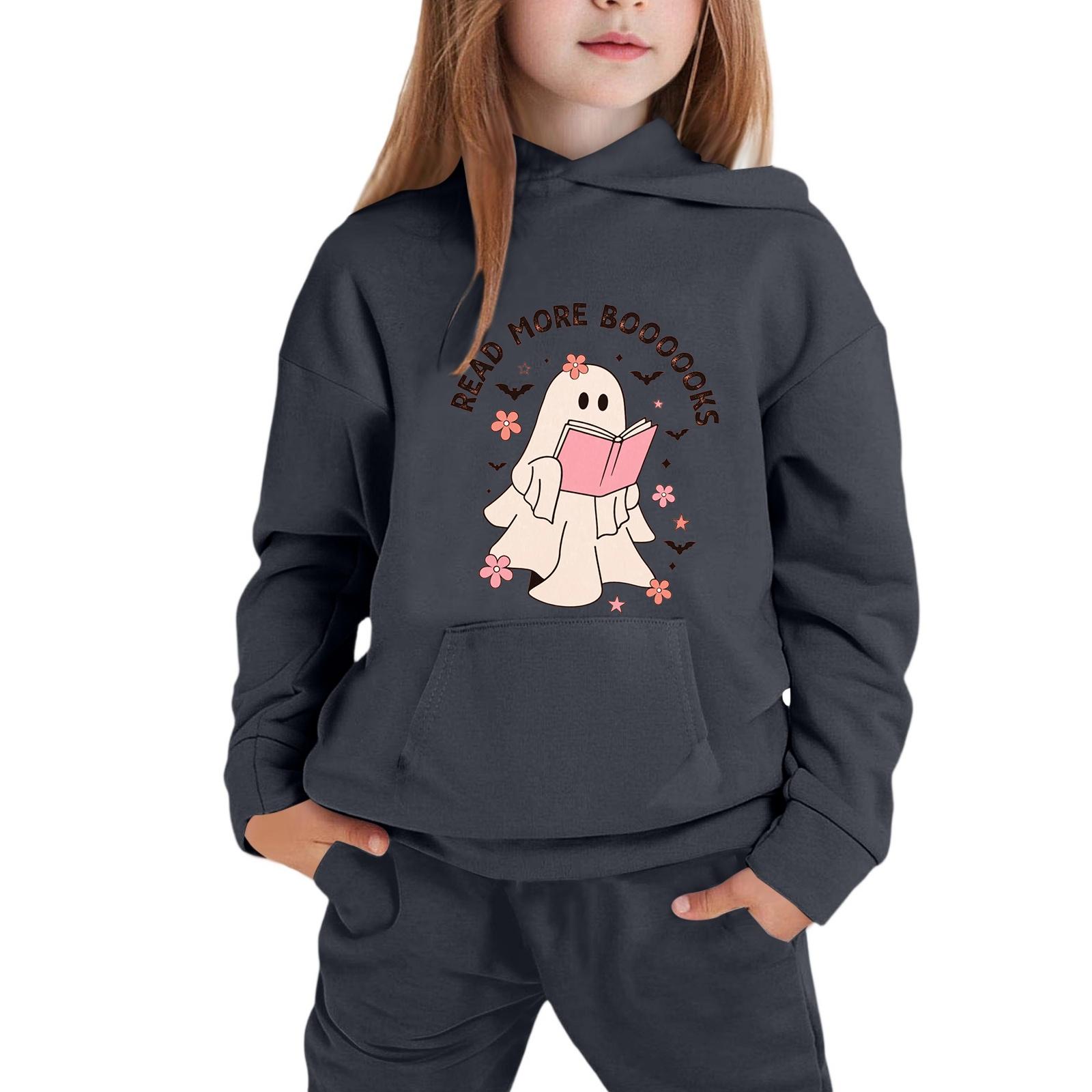 Kids Hooded Sweatshirt with Halloween Print for Festive Wear 140