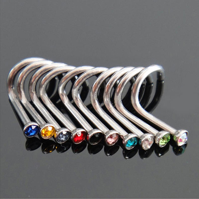 10 bucăți din oțel inoxidabil piercing pentru corp bijuterii nas os gem stud șurub inel