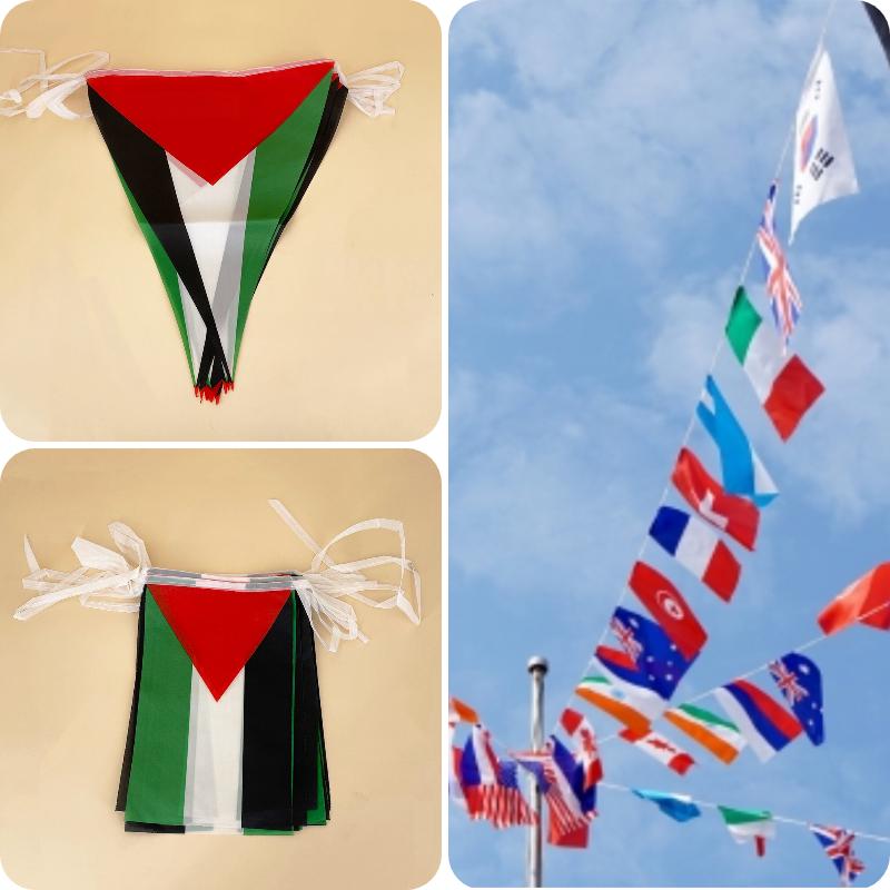 Gaza Palestine 10pcs Polyester Flag Square Triangle Shape Celebrate Festival