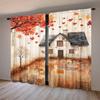 2pcs Autumn Red Maple Leaves Falling House Curtains   Versatile Design Suitable for Any Style   Creating a Peaceful Living Space