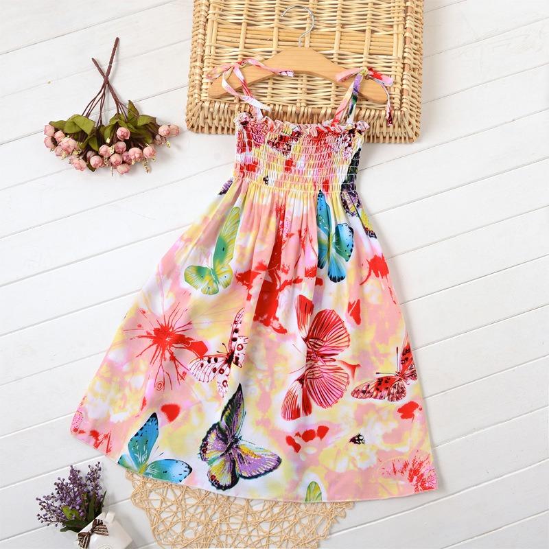 Shabohemian mother and daughter beach skirt parent-child suspender skirt girls floral vest skirt